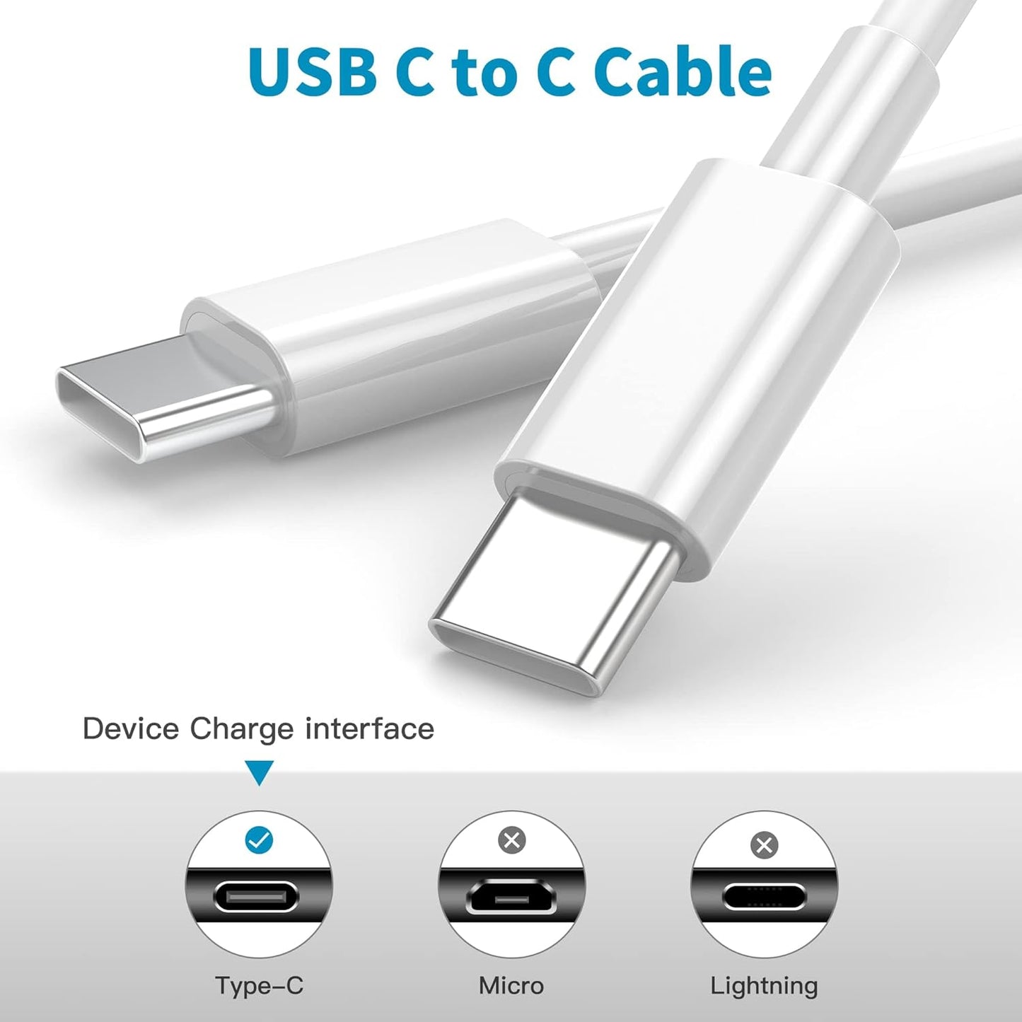 USB-C+C Cable 3ft Two Pack for iPhone/Android charging