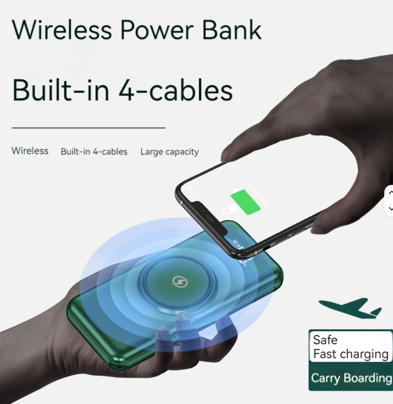 USB-C Power Bank with wireless charging 10,000mAh iPhone 16/15/14/13/12/XR,iPad,Samsung Phones