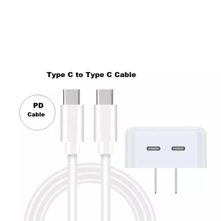 Charger adapter 35W Dual USB-C+C Port for Apple and Samsung Phones, Fast Charging