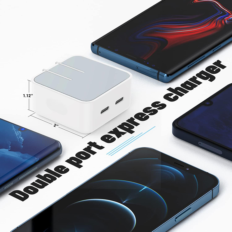 Charger adapter 35W Dual USB-C+C Port for Apple and Samsung Phones, Fast Charging