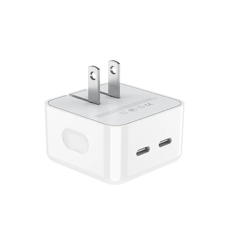 Charger adapter 35W Dual USB-C+C Port for Apple and Samsung Phones, Fast Charging